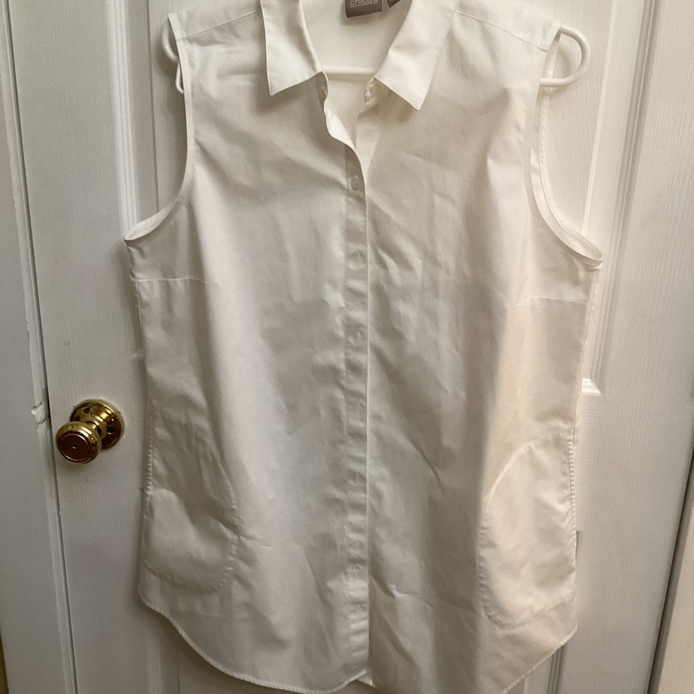 Chico's Sleeveless Button-Front Shirt in white